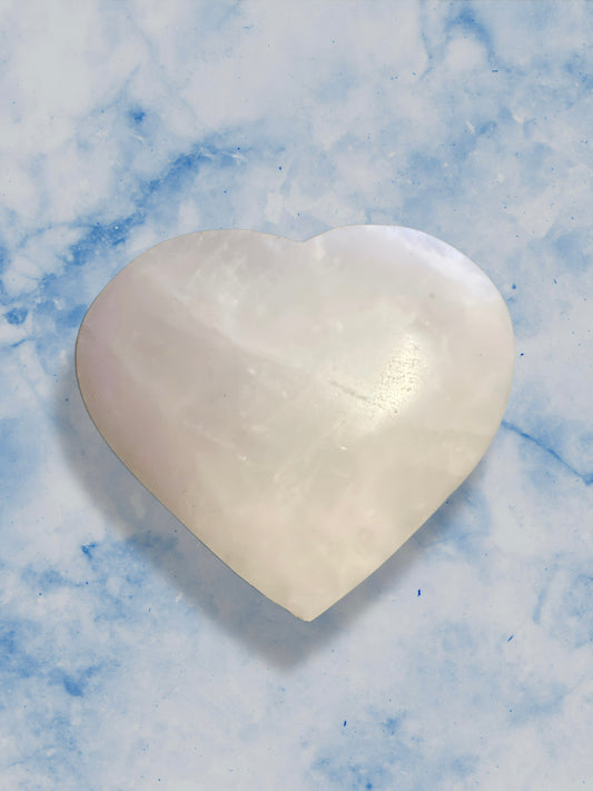Clear Heart Selenite Palm Stone