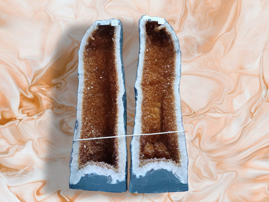 Citrine Orange Tall Cathedral Pair